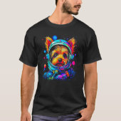 Yorkie Dog Yorkshire Terrier Astronaut in Space Tシャツ (正面)