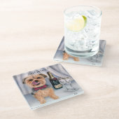 Yorkie Glass Coaster ガラスコースター (アングル)