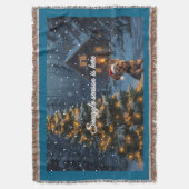 Yorkie Holiday Blanket スローブランケット (正面縦)