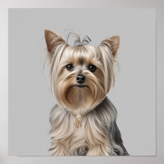 Yorkie Illustration Wall Art for Dog lover Natural ポスター (正面)