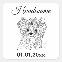 Yorkie Minimalist Line Art personalized dog brand スクエアシール