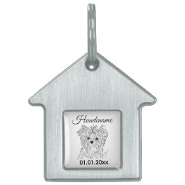 Yorkie Minimalist Line Art Personalized Dog Tag ペットネームタグ