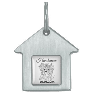 Yorkie Minimalist Line Art Personalized Dog Tag ペットネームタグ
