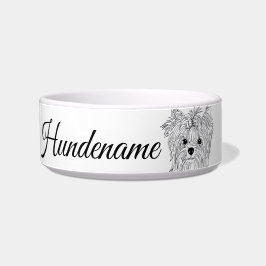 Yorkie Minimalist Line Art personalized food bowl ボウル