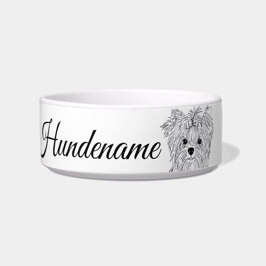 Yorkie Minimalist Line Art personalized food bowl ボウル (正面)