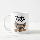 Yorkie Mom Cute Peeking Yorkie コーヒーマグカップ (左)