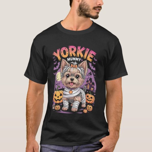 Yorkie Mummy Halloween Costume Dog Owner Yorkshire Tシャツ (正面)