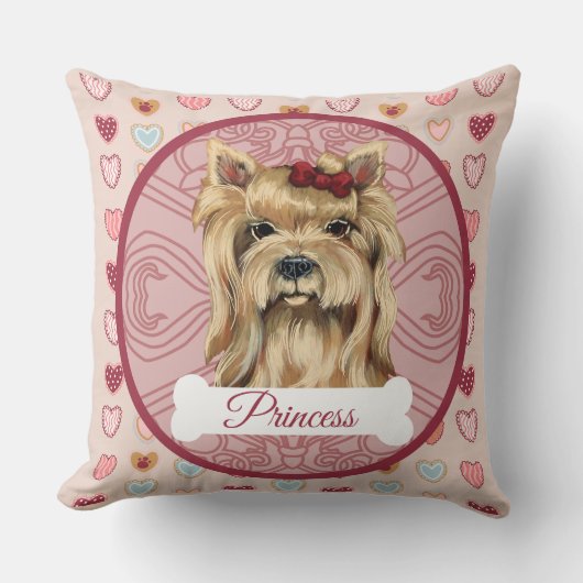 Yorkie Personalize Valentine Pillow クッション (正面)