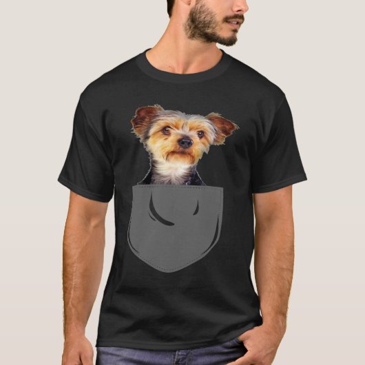 Yorkie Pocket Dog Tシャツ (正面)