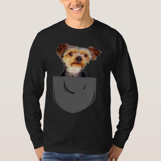 Yorkie Pocket Dog Tシャツ (正面)