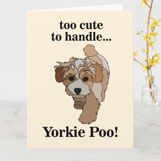Yorkie Poo Yorkipoo Cute Dog カード (黄色い花)