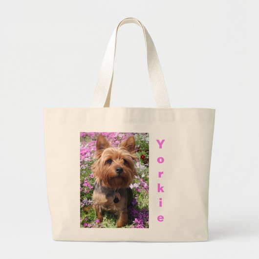 Yorkie Puppy Dog Lover Cute Yorkshire Terrier ラージトートバッグ (正面)