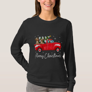 Yorkie Red Truck Christmas Santa Hat Dog Xmas Tシャツ