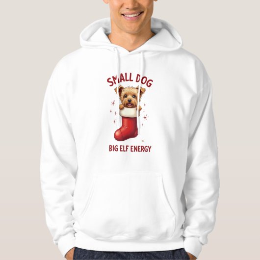 Yorkie Small Dog Big Elf Energy Hoodie パーカ (正面)