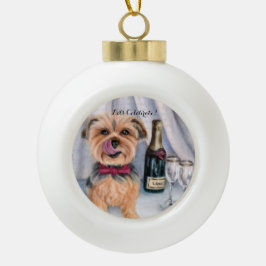Yorkie Snowflake Framed Ornament セラミックボールオーナメント