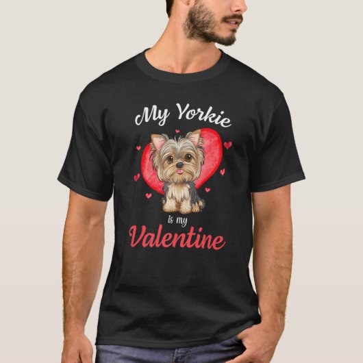 Yorkie Valentines My Yorkie Is My Valentine Men Wo Tシャツ (正面)