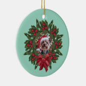 Yorkie Wreath Christmas Ornament セラミックオーナメント (右)
