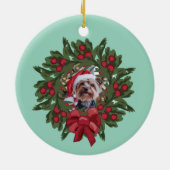 Yorkie Wreath Christmas Ornament セラミックオーナメント (裏面)