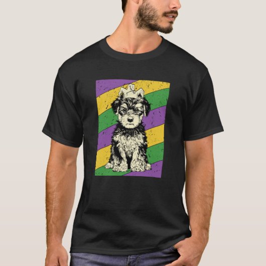 Yorkiepoo Jester Mardi Gras Doodle Dog Mom or Dad Tシャツ (正面)