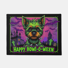 Yorkiestein Happy Howl-o-ween ドアマット