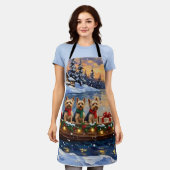 Yorkipoo Christmas Boat Holiday エプロン (着用した状態)