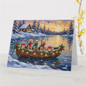 Yorkipoo Christmas Boat Holiday カード (黄色い花)