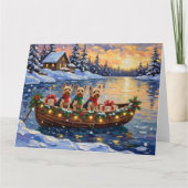 Yorkipoo Christmas Boat Holiday カード (正面)