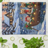 Yorkipoo Christmas Boat Holiday キッチンタオル (折り畳み)