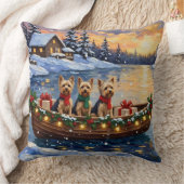 Yorkipoo Christmas Boat Holiday クッション (ブランケット)