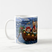 Yorkipoo Christmas Boat Holiday コーヒーマグカップ (左)