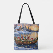 Yorkipoo Christmas Boat Holiday トートバッグ (裏面)