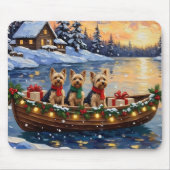 Yorkipoo Christmas Boat Holiday マウスパッド (正面)