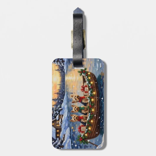 Yorkipoo Christmas Boat Holiday ラゲッジタグ (裏面縦)
