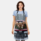 Yorkipoo Christmas Red Truck Holiday Gift エプロン (着用した状態)