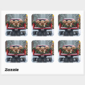 Yorkipoo Christmas Red Truck Holiday Gift スクエアシール (シート)