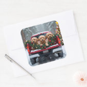 Yorkipoo Christmas Red Truck Holiday Gift スクエアシール (封筒)