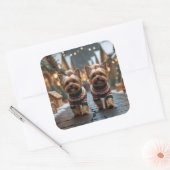 Yorkipoo Dogs Christmas Snow Holiday スクエアシール (封筒)