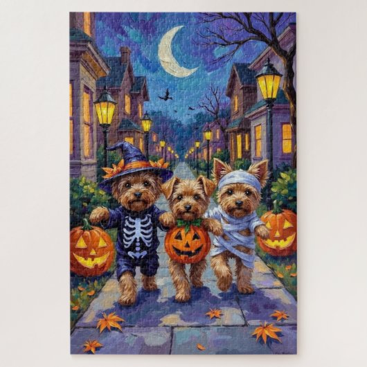Yorkipoo Trick-or-Treating in Halloween Costumes ジグソーパズル (縦)