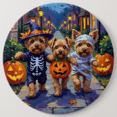 Yorkipoo Trick-or-Treating in Halloween Costumes 缶バッジ (正面)