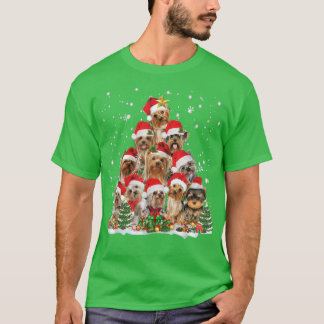 YorkShireテリアクリスマスツリーサンタ醜い汗 Tシャツ