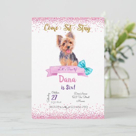 Yorkshire Birthday Invitation, Yorkshire Terrier 招待状 (スタンド正面)