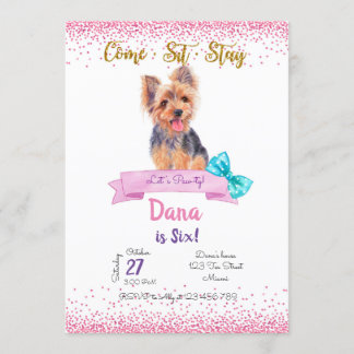 Yorkshire Birthday Invitation, Yorkshire Terrier 招待状
