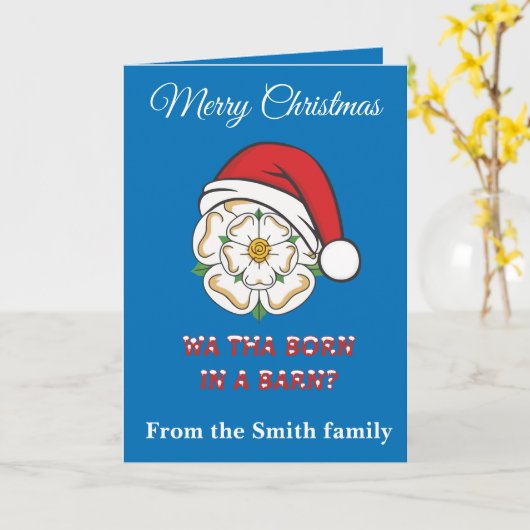 Yorkshire Christmas Wa Tha Born In A Barn? カード (黄色い花)