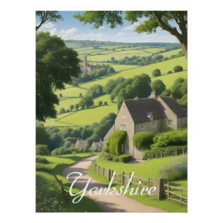 Yorkshire England Travel Poster ポスター