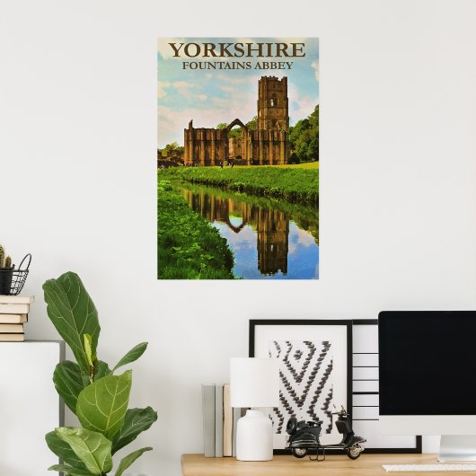 Yorkshire, Fountains Abbey, ポスター (ホームオフィス)