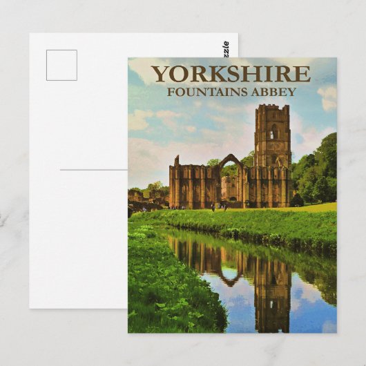 Yorkshire, Fountains Abbey, ポストカード (正面/裏面)