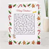 Yorkshire Terier Christmas Maze Puzzle Holiday カード (正面)