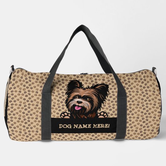 Yorkshire Terrierという名前の犬を追加 ダッフルバッグ (正面)