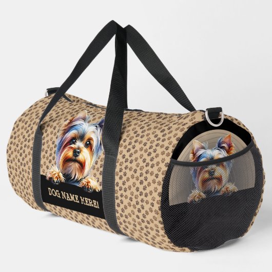 Yorkshire Terrierという名前の犬を追加 ダッフルバッグ (右コーナー)