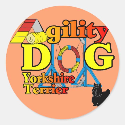 Yorkshire_Terrierアジリティ・ギフト ラウンドシール (正面)